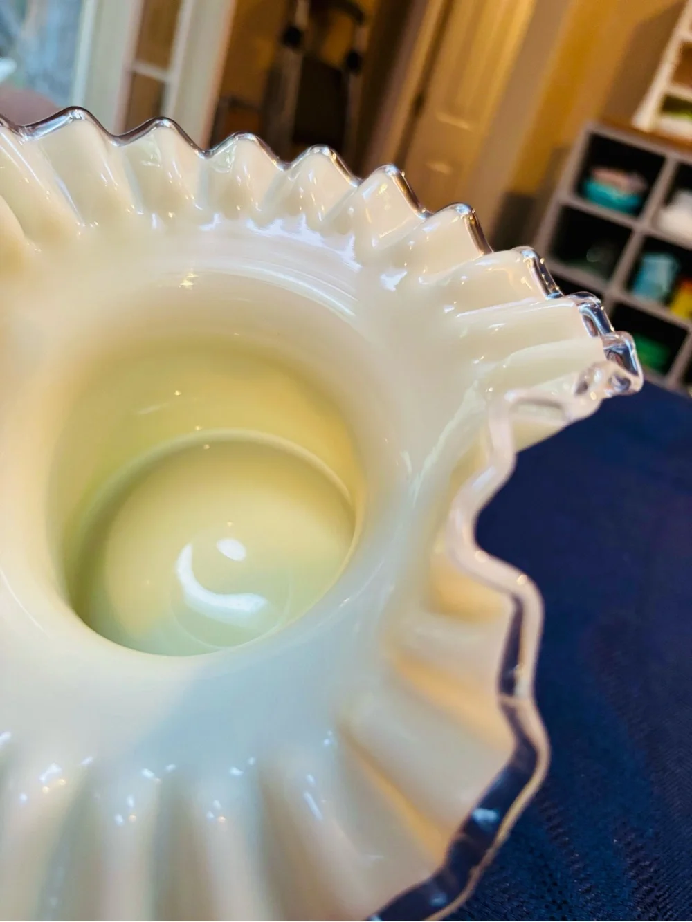 Vintage Fenton Silvercrest Yellow Ruffled Glass Vase